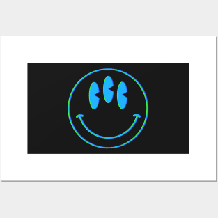 Trippy 90s acid house three eyed glitch smiley face Posters and Art